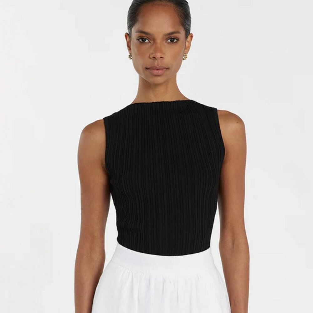 NWT Dissh SIENNA BLACK KNIT TANK - XS / BLACK